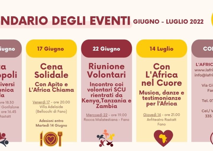EVENTI NEWS AFRICA CHIAMA ESTATE GIUGNO LUGLIO
